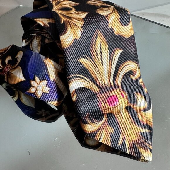 Fleur de Lis Bejeweled Ruby Gold Tie Mans Mens Neckwear Baroque Gift NWT Novelty - Picture 9 of 10